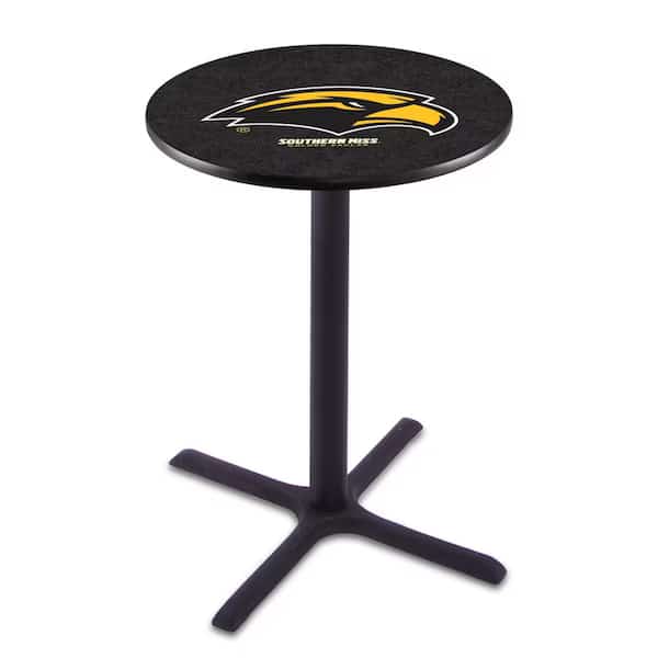 36" Blk Wrinkle Southern Miss Pub Table, 36" dia. Top