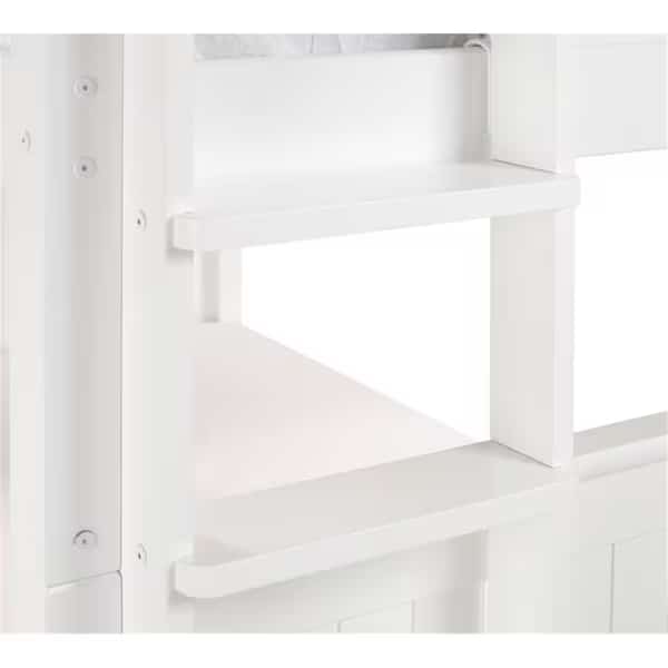 C1613L-DR Camaflexi Full Mission HeadboardEnd Ladder Over Bunk Bed with Drawers White