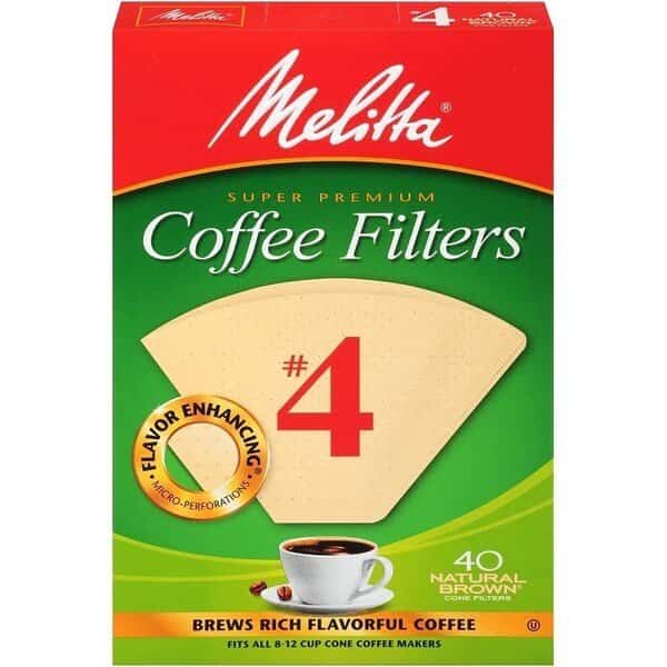 3663648 4 Coffee Filter, Cone, Paper, Natural Brown
