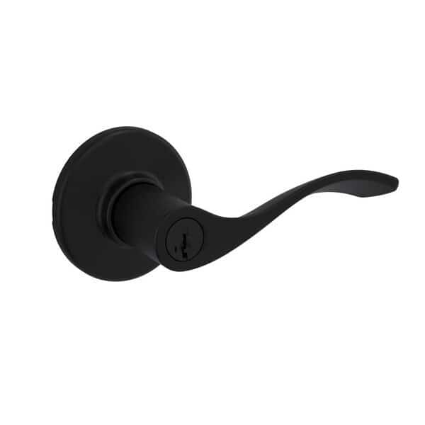 Balboa Lever Entry Door Lock SmartKey with New Chassis and 6AL Latch, RCS Strike Matte Black Finish