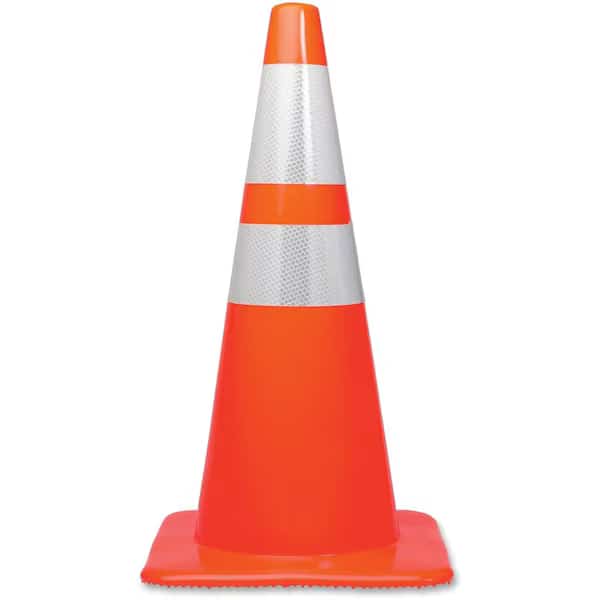 28" Traffic Cone, 28" H, Orange Silver