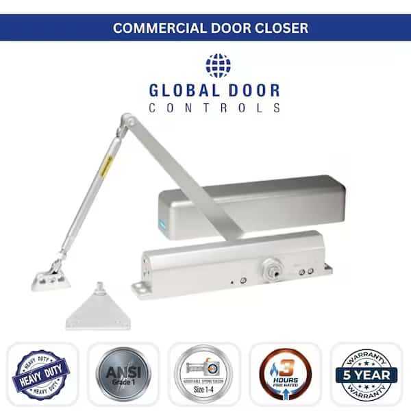 Commercial Grade 1 Full Cover ADA Door Closer in Aluminum - Sizes 1-4