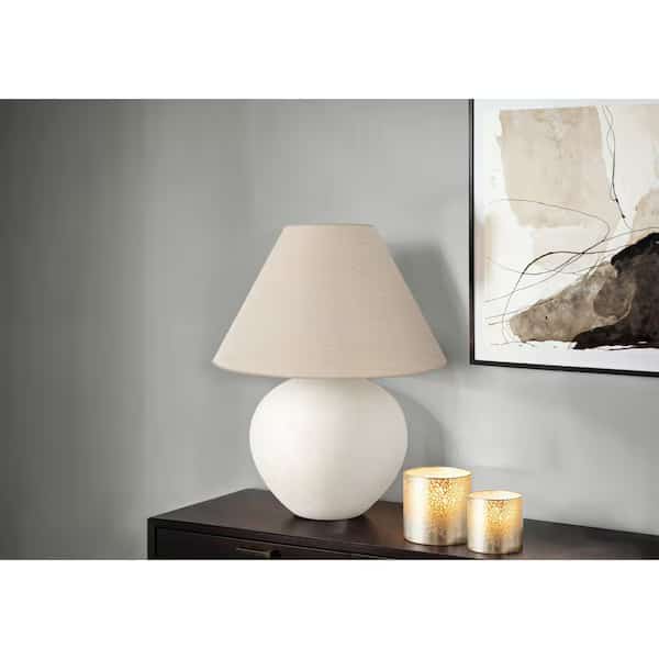 Lighting, 16 in.H, Table Lamp, Cream Shade, Cream Ceramic, Contemporary
