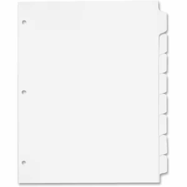 Cardinal Write 'n Erase Tab Divider, Write-on, 9"x11", 8 Tabs, White/White