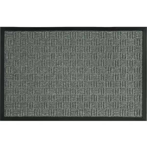 Door Mat, 36 in L, 24 in W, Parquet Pattern, Gray