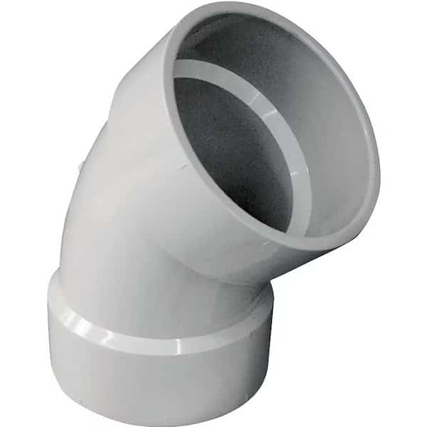 CANPLAS 192506 Sanitary Elbow, 6 in Hub, 6 in Hub, 45 deg, White
