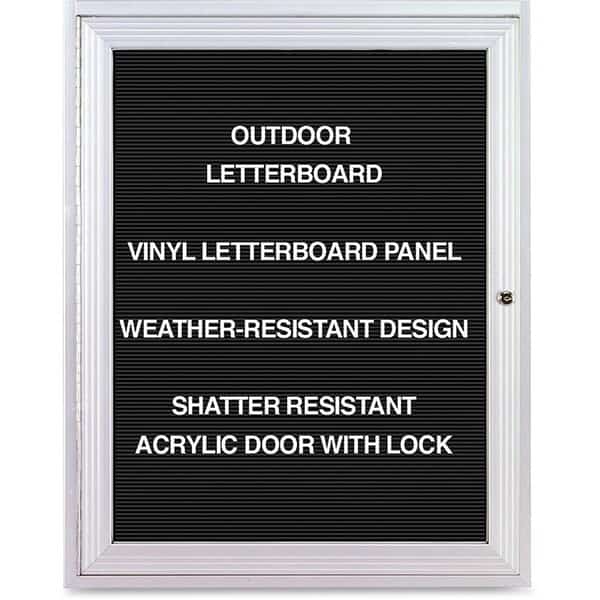 Ghent Enclosed Letter Board - Outdoor - Flannel - Silver Frame - 24" W x 36" H - Black, Ghent, Mfr#: PA13624BX-BK