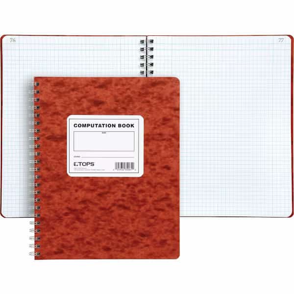 Tops Wirebound Computation Notebook, 9-1/2" x 11-3/4", Quad Ruled, 76 Sheets/Pad