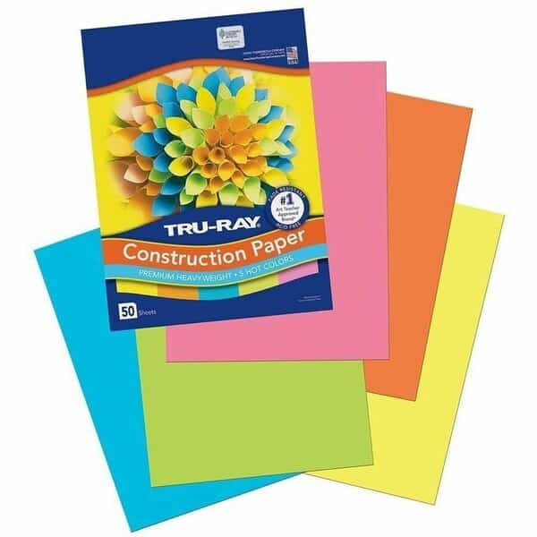 Tru-Ray Construction Paper, 5 Colors, 9x12in, PK250