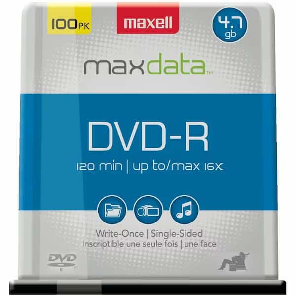 Maxell 638014 DVD-R Discs, 4.7GB, 16x, Spindle, Gold, 100/Pack