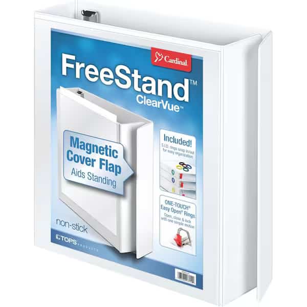 FreeStand Easy Open SlantD Ring Binder, White