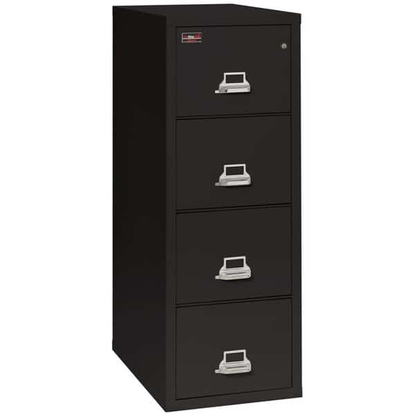 15-1/4" W 4 Drawer Fire-Resistant Vertical File Cabinet, Black, Legal
