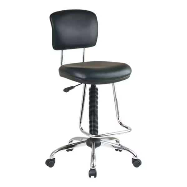 Vinyl Drafting Chair, 26-5/8" to 36-5/8", Black