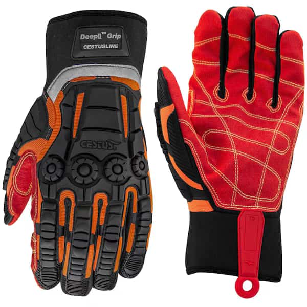 ANSI Cut A2 Impact Gloves, Skid-X Rough Out Coarse Palm, XL, PR