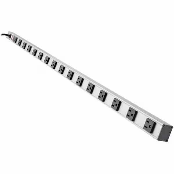 Power Strip, Surge, 5-15R, 5-15P, 15 ft., Black/Silver
