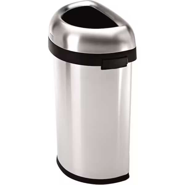 16 gal Round Open Can, Brushed, Stainless Steel