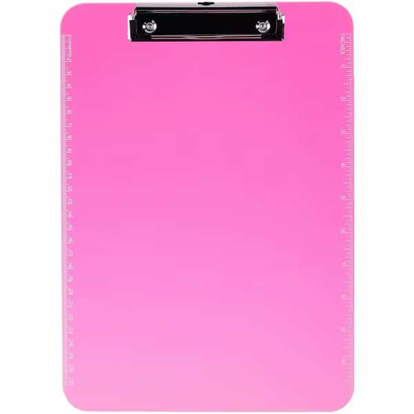 Flat Clip Plastic Clipboard, Pink, 6PK