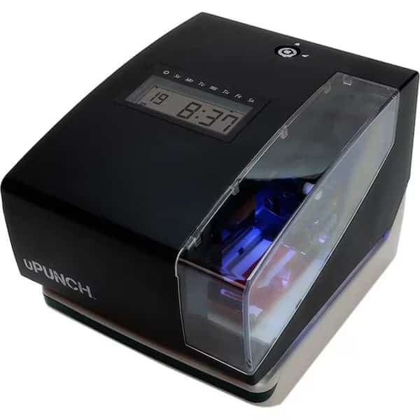 uPunch Digital Clock & Stamp w/ 50 Time Cards, 2 Keys & 1 Ink Ribbon, Black