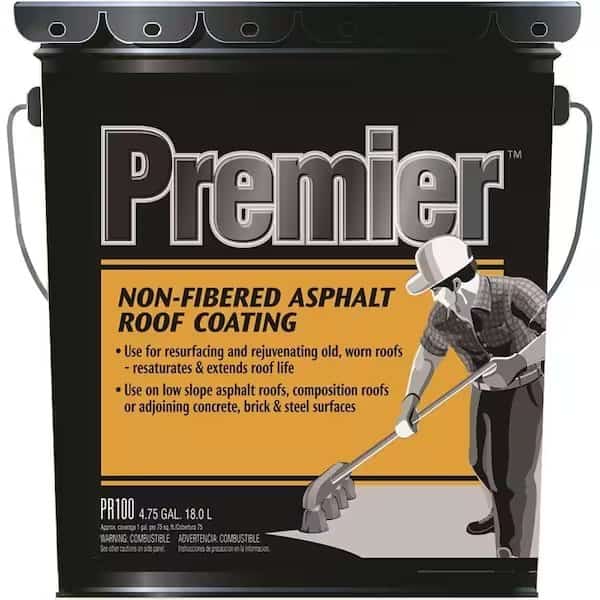 Henry PR100070 Asphalt Roof Coating, Black, 4.75 gal Pail