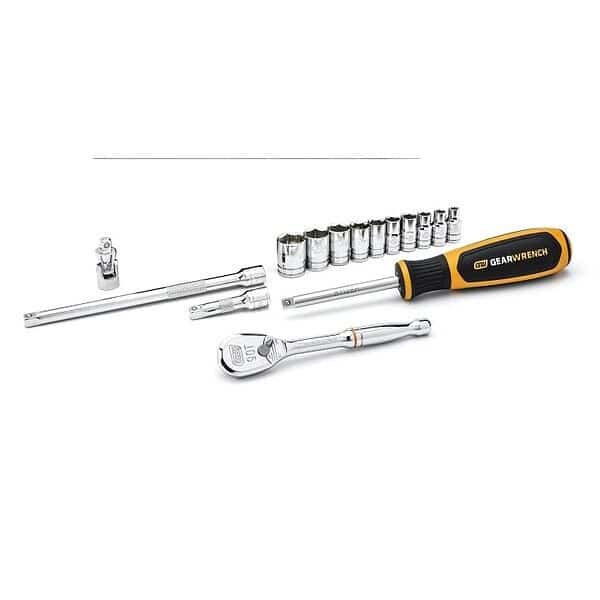 Mechanics Tool Set,15 pcs.,1/4" Dr,6 pt., Mfr#: 80650, GEARWRENCH