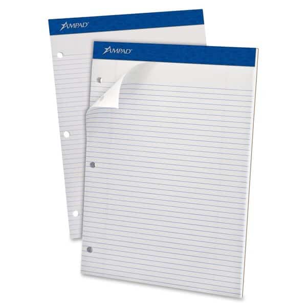 Esselte  Evidence Dual Pad, 8-1/2" x 11", Narrow Ruled, 3-Hole Punched, White, 100 Sheets/Pad
