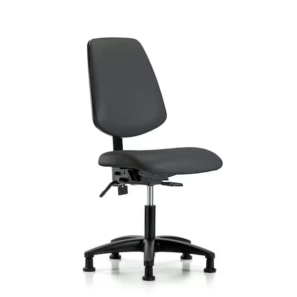 Desk Chair No Arms, 18" to 23" Height, Vinyl, Charcoal