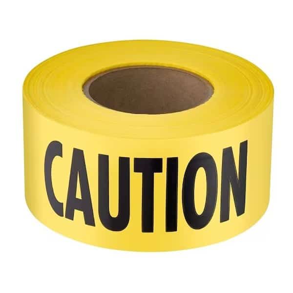 Barricade Tape, 1000 ft L, 3 in W, Plastic Backing, Yellow
