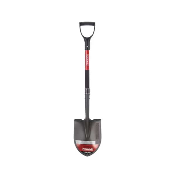 Premium D-Handle Round-Point Shovel, Steel Shaft