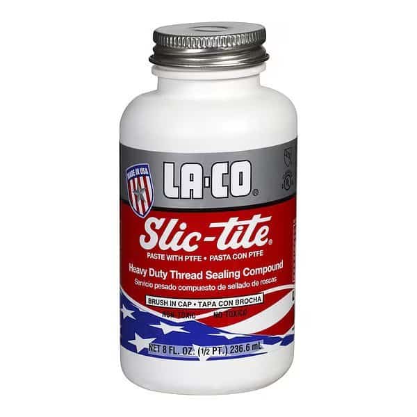 Pipe Thread Sealant 9.6 fl oz, Brush-Top Can, Slic-Tite, White, Paste