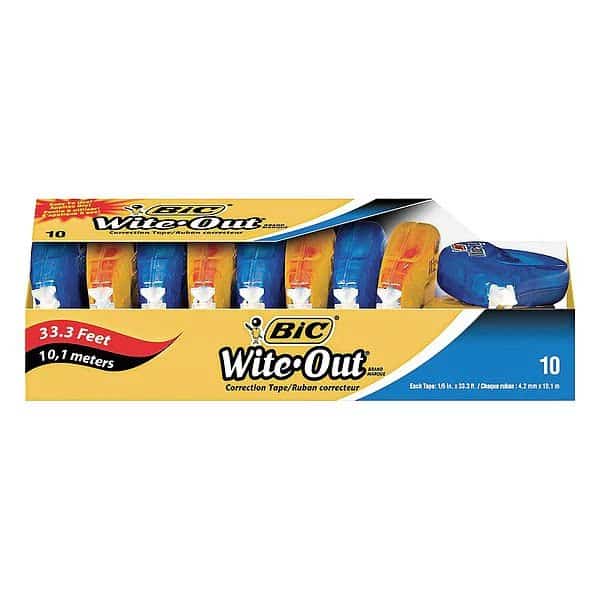 Correction Tape, White, PK10