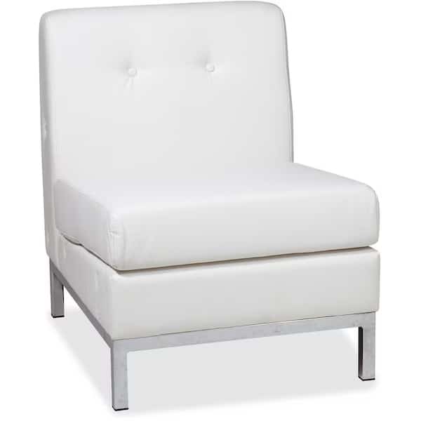 Collection: Wall Street Chair, White Back, 23 in W 28" L 31" H, Armless, Leather Seat