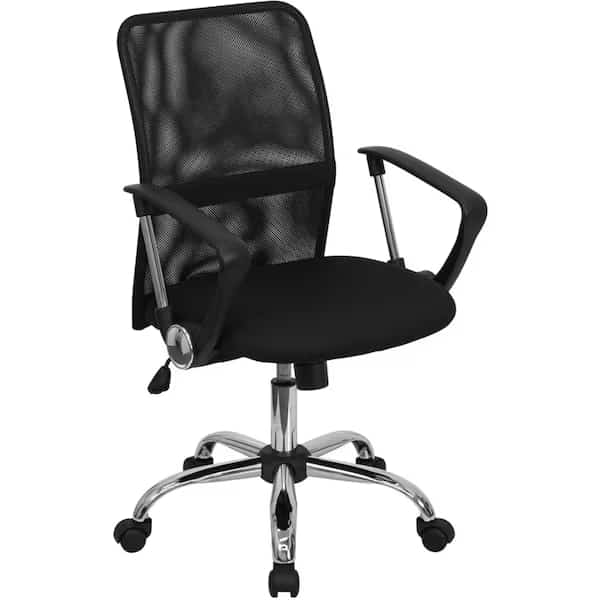 Contemporary Chair, 18-3/4" to 22-1/2", Fixed Arms, Black