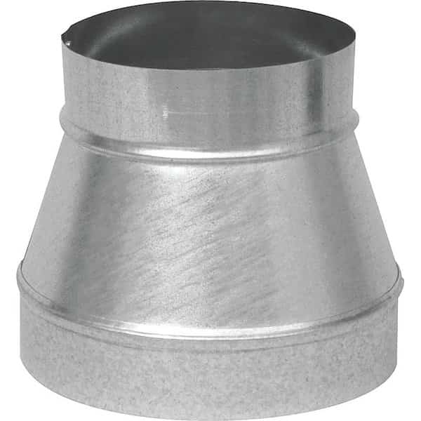 Stove Pipe Reducer, 4 x 3 in, 26 ga Thick Wall, Galvanized