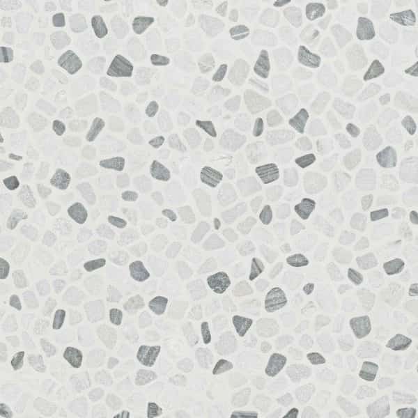 Black And White Pebbles 11.42 In. X 11.42 In. Marble Mesh-Mounted Mosaic Tile, 10PK