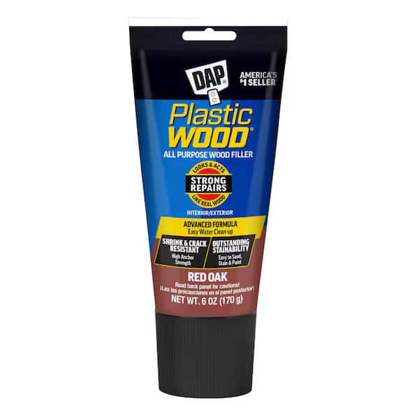 Wood Filler, 6 oz, Tube, Red Oak, Plastic Wood