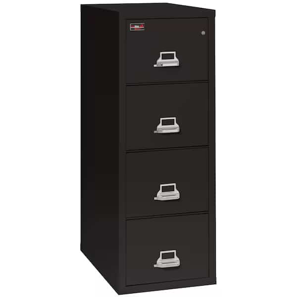 12-15/16" W 4 Drawer Fire-Resistant Vertical File Cabinet, Black, Letter