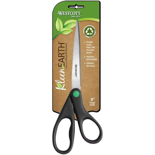 Westcott 13138 KleenEarth Recycled Scissors, Black, 9"