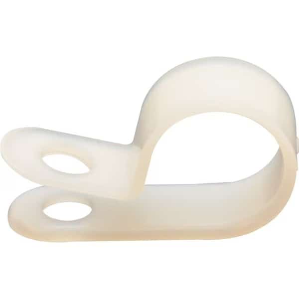 Cable Clamp, Nylon 6/6, 1/4 in Bundle Dia., White, 100 PK