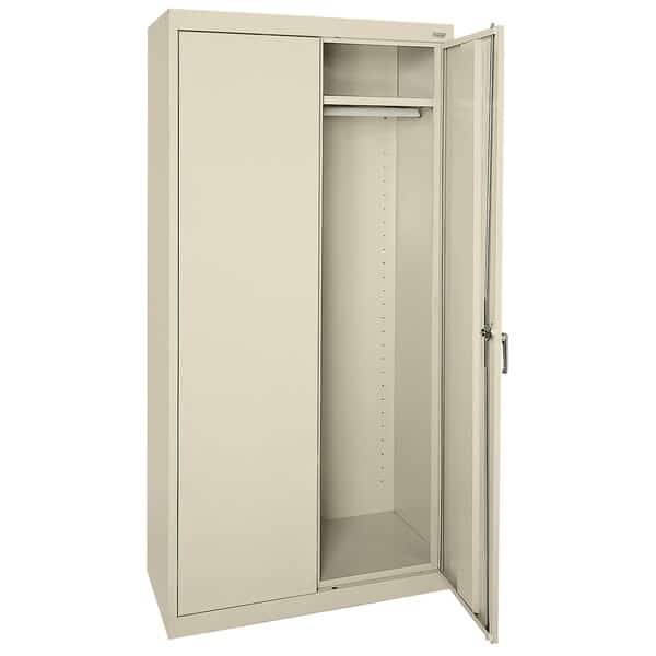Wardrobe Storage Cabinet, 72 in H, 36 in W, 24 in D, Swing, Keyed, Putty, 1 Shelves