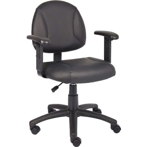 Boss Office Chair with Arms - Leather - Mid Back - Black