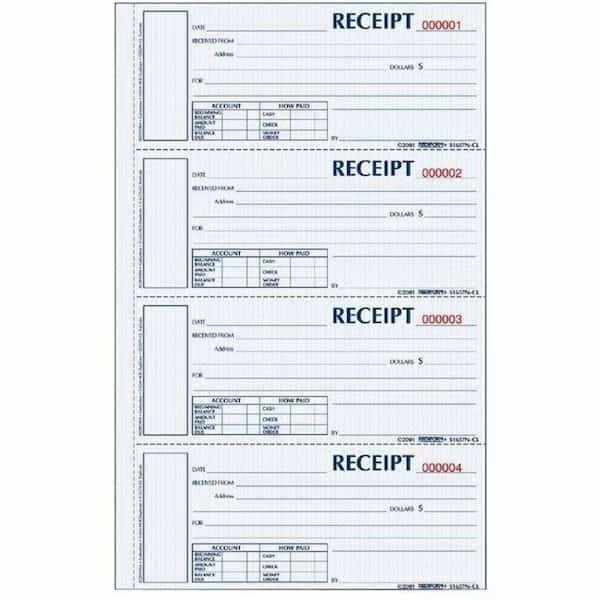 Rediform  Money Receipt Book, 3-Part, Carbonless, 2-3/4" x 6-7/8", 200 Sets/Book