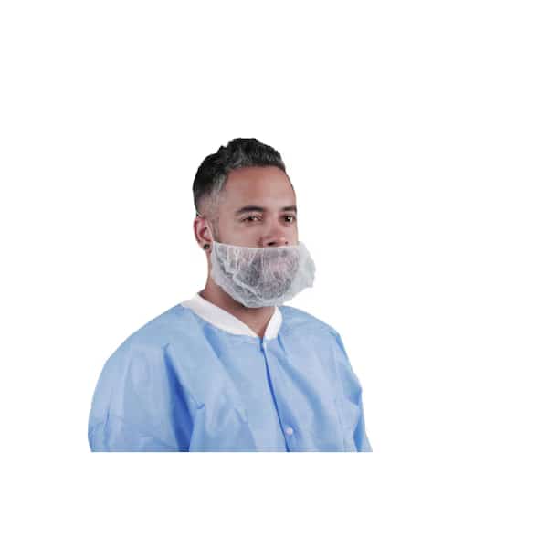 Beard Net, Polypropylene, White, L/XL, 1000 PK