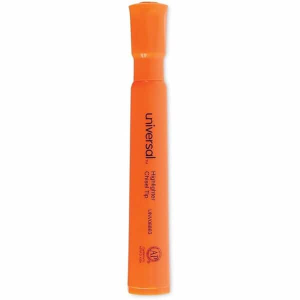 Desk Highlighter, Chisel Tip, Pocket Clip, Fluorescent Orange, dozen