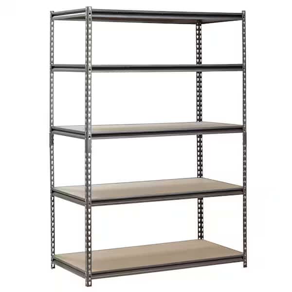 Freestanding Bulk Storage Rack, 24 in D, 48 in W, 5 Shelves, Silver Vein