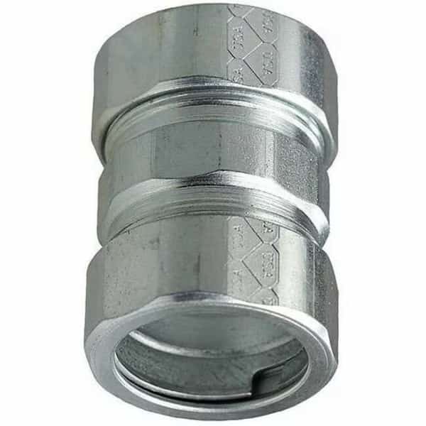 Conduit Fitting Coupling, 1 in, Threadless, Steel, Zinc Plated