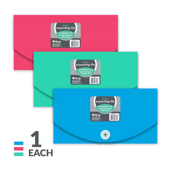 13Pocket Junior Size Expanding File Color May Vary Set of 12 Files, 12PK