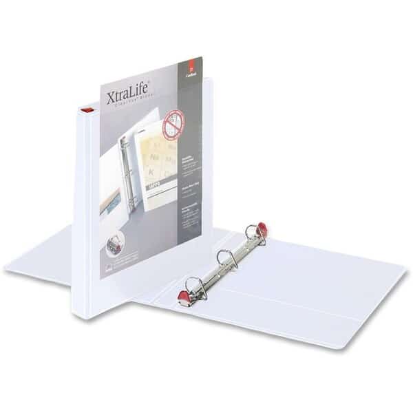 Cardinal XtraLife ClearVue Non-Stick Locking Slant-D Ring Binder, 1in, White