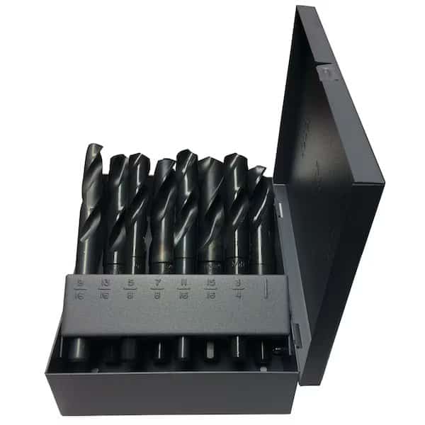 8 Piece HSS Black Oxide Reduced Shank HSS Drill Bit Set, 9/16" - 1"