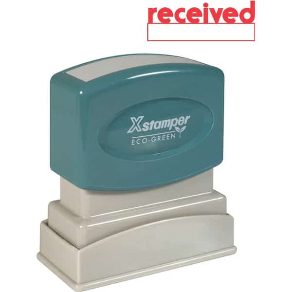 Xstamper Pre-Inked Message Stamp, RECEIVED, 1-5/8" x 1/2", Red
