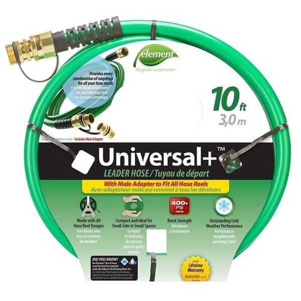 Universal Leader Hose, 12 in, 10 ft L, Female, PVC, Green